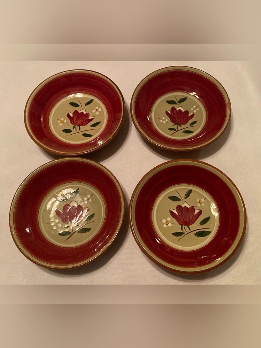 Stangl Pottery 'Magnolia' Fruit Dessert Sauce Bowl Set Mid Century Modern *Read